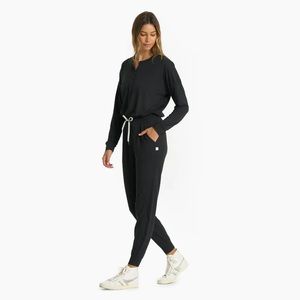 Vuori Lux Henley Jumpsuit in black heather